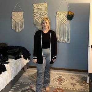 41 Hawthorn Black Cardigan White Trim